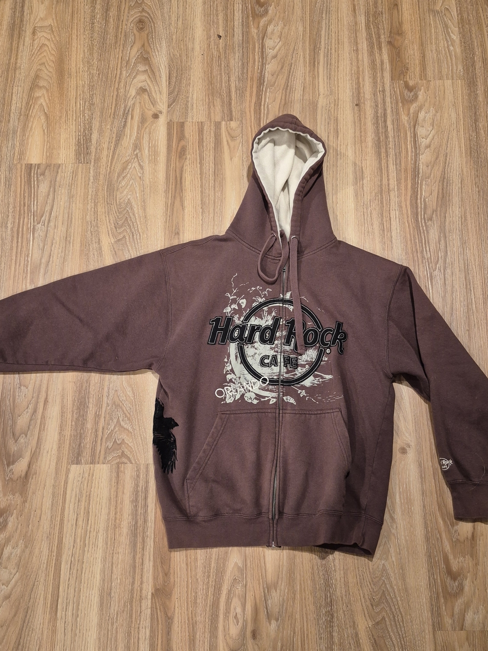 Vintage Hard Rock Cafe Orlando Brown Zip-Up Hoodie